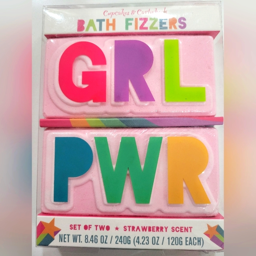 Bath Fizzers Set - Pink, Green, Orange.  STRAWBERRY SCENT